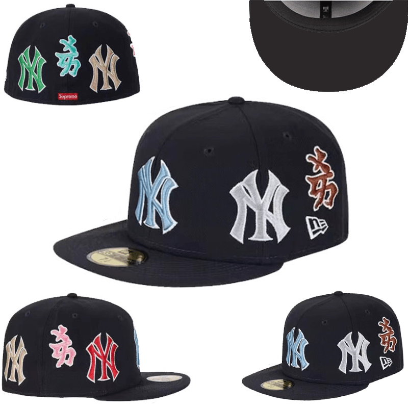 New York Yankees Multicolor Logo Hat with Embroidered Side Details ¨C Black