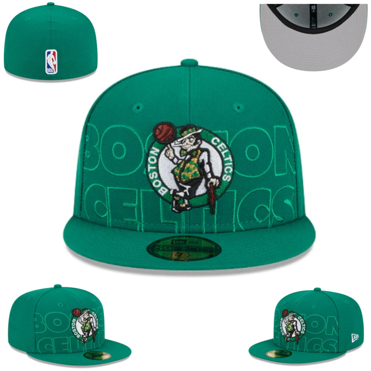 Boston Celtics Green Fitted Cap ¨C Embroidered Logo and Text Design