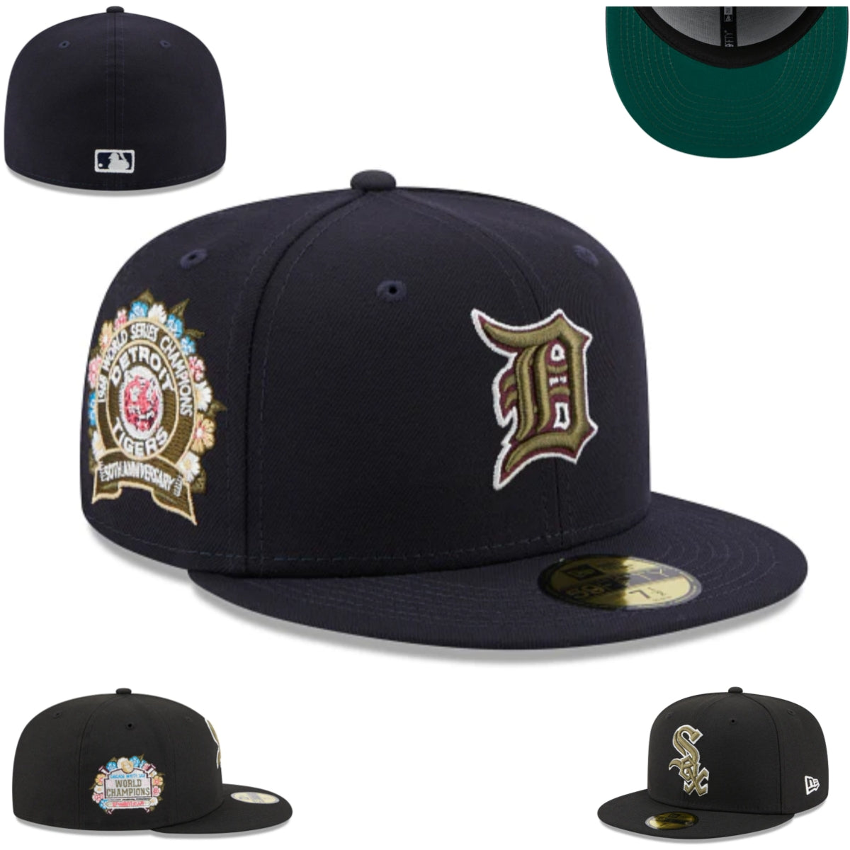 Detroit Tigers 75th Anniversary Fitted Hat ¨C Navy with Gold Detailing