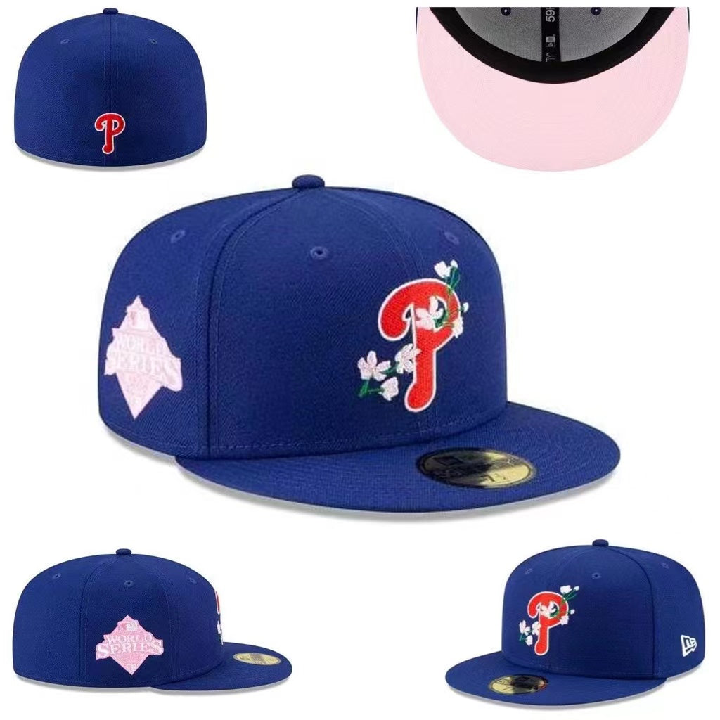 Philadelphia Phillies Floral-Embroidered World Series Hat with Pink Undervisor ¨C Royal Blue
