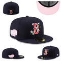 Boston Red Sox Floral-Embroidered World Series Hat with Pink Undervisor ¨C Navy Blue