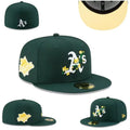 Oakland Athletics Floral-Embroidered World Series Hat with Yellow Undervisor ¨C Forest Green