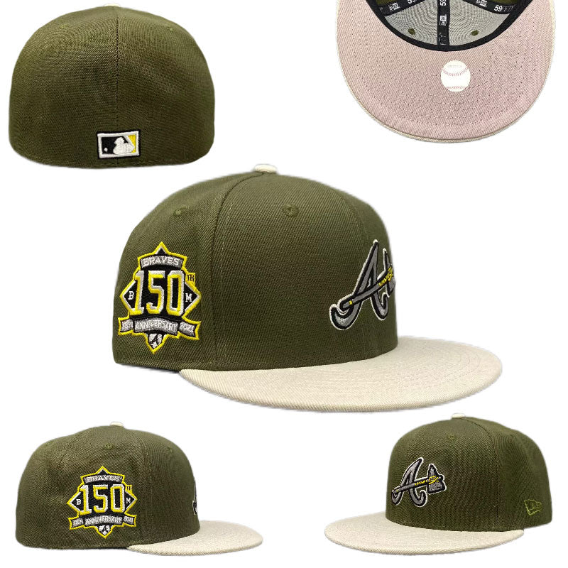 Atlanta Braves 150th Anniversary Commemorative Hat with Beige Brim ¨C Olive Green