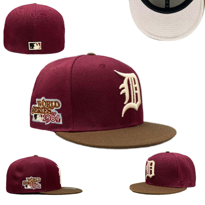 Detroit Tigers 1968 World Series Commemorative Hat with Brown Brim ¨C Burgundy