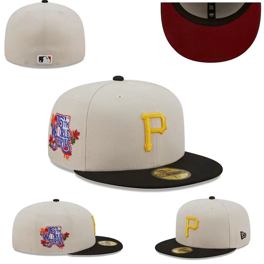 Pittsburgh Pirates 76th World Series Hat with Black Brim and Red Undervisor ¨C Cream