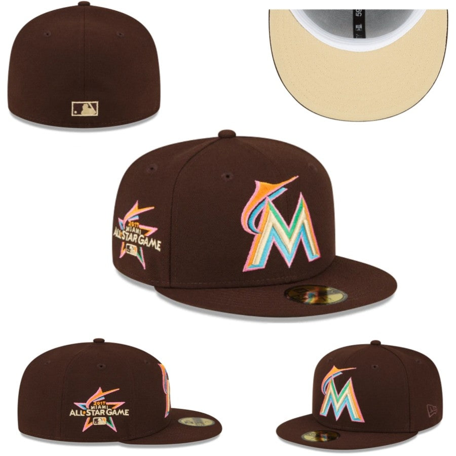Miami Marlins 2017 All-Star Game Fitted Hat with Tan Underbrim ¨C Brown