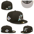 Miami Marlins World Series Fitted Hat with ¡°Love & Hustle Game¡± Embroidery ¨C Black