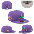 Arizona Diamondbacks 2001 World Series Fitted Hat with ¡°Love & Hustle Game¡± Embroidery ¨C Purple