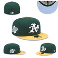 Oakland Athletics 1989 World Series Fitted Hat with Yellow Brim ¨C Green