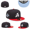 Atlanta Braves World Series Fitted Hat with Red Brim and Light Blue Underbrim ¨C Black
