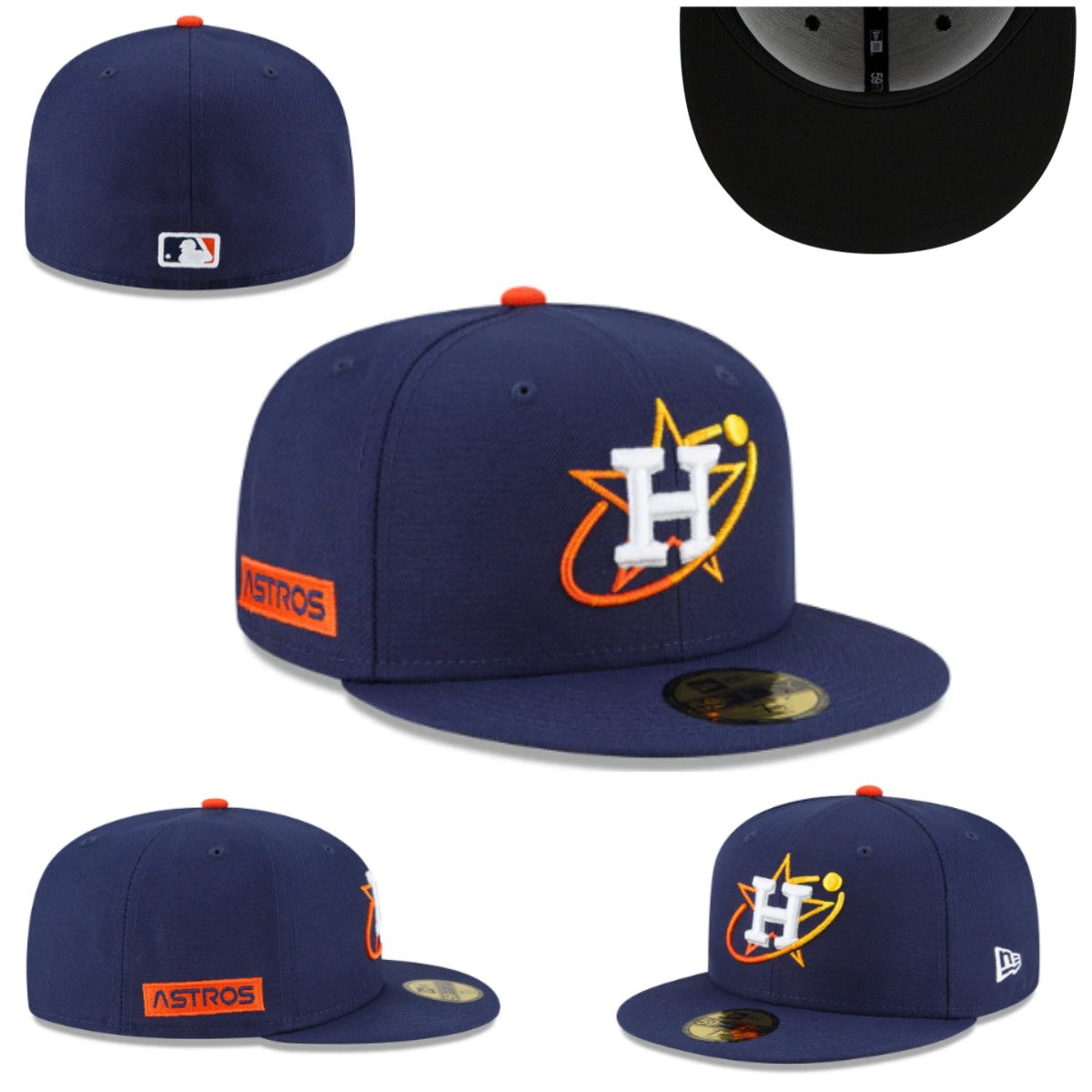 Houston Astros Fitted Hat with Retro Orbit Logo and Black Underbrim ¨C Navy Blue