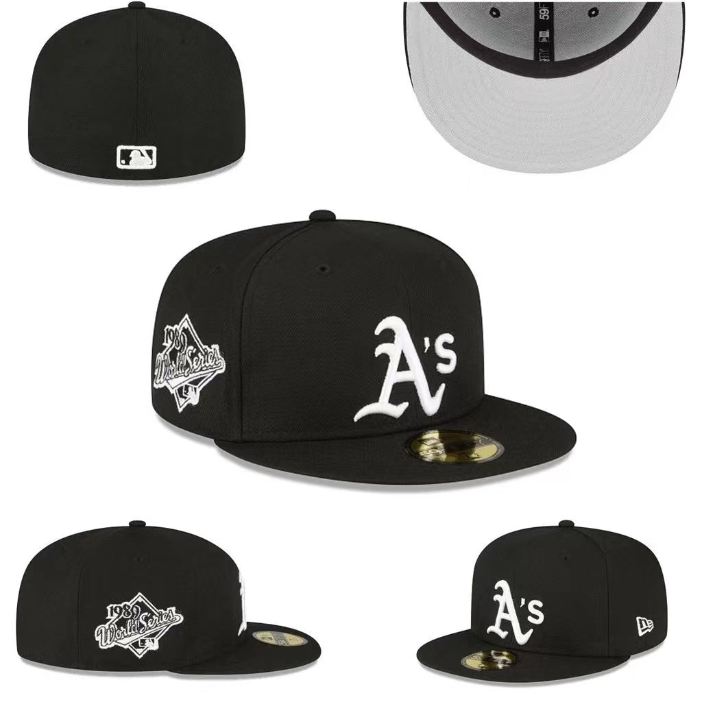 Oakland Athletics 1989 World Series Fitted Hat with Gray Underbrim ¨C Black