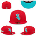 Chicago White Sox 2005 World Series Fitted Hat with Teal Logo and Underbrim ¨C Red