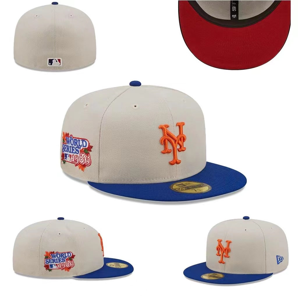 New York Mets 1986 World Series Fitted Hat with Blue Brim and Red Underbrim ¨C Off-White