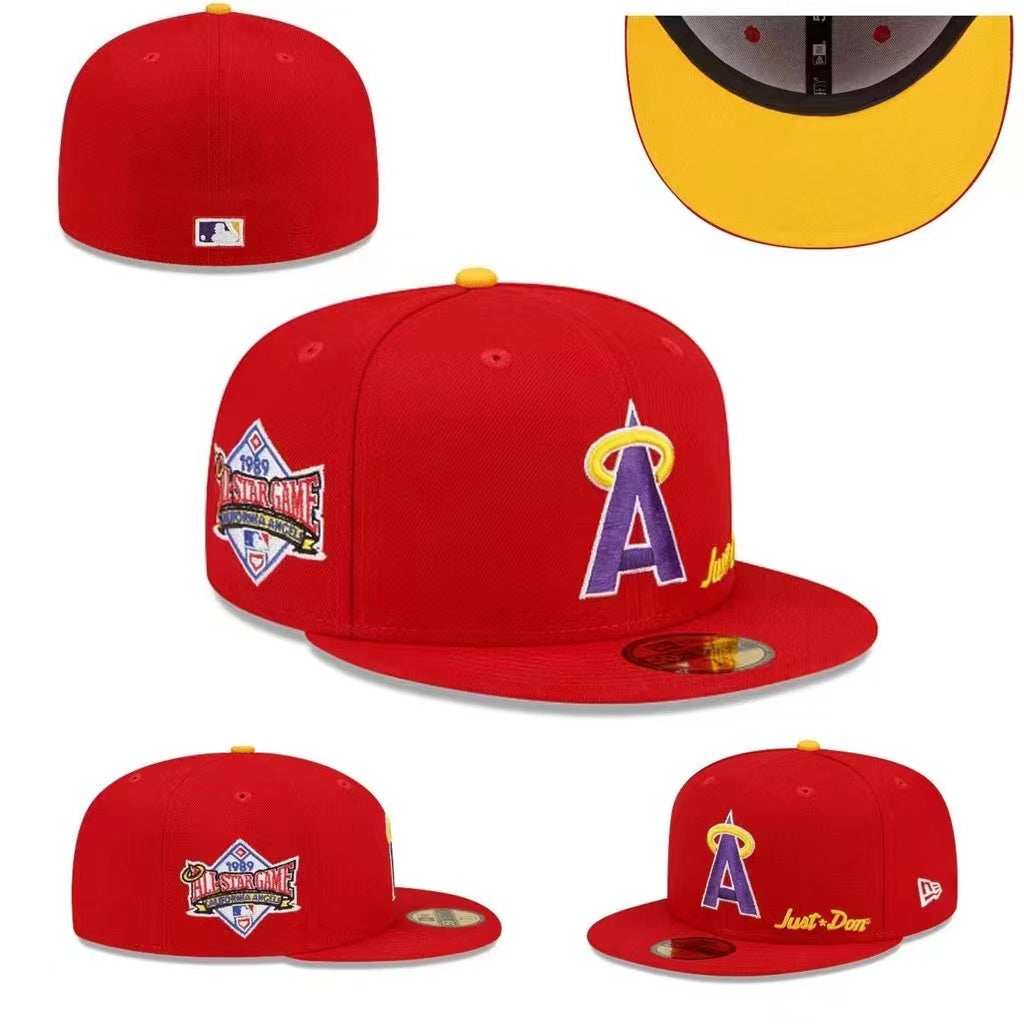 Los Angeles Angels All-Star Game Fitted Hat with Yellow Underbrim and ¡°Just Don¡± Embroidery ¨C Red
