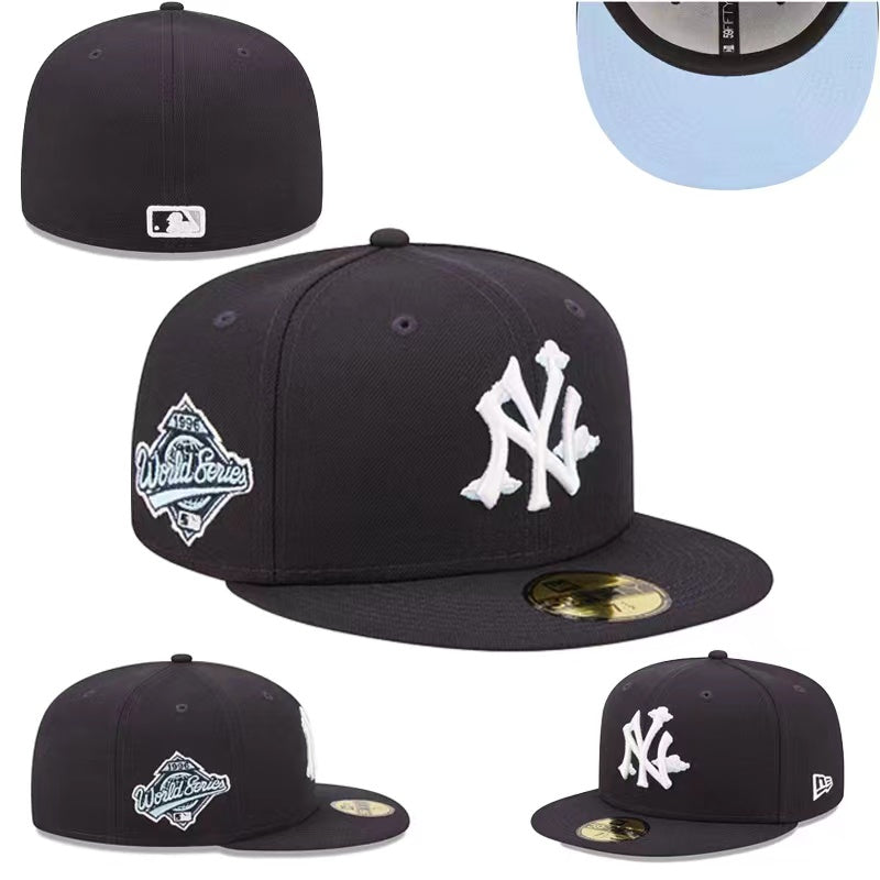 New York Yankees 1996 World Series Fitted Hat with Light Blue Underbrim ¨C Black