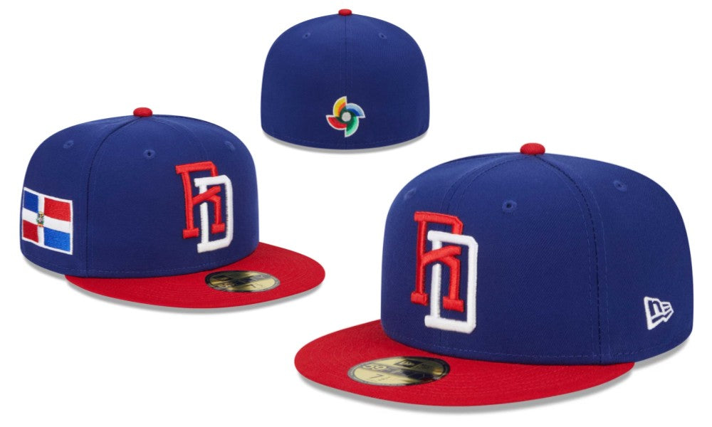 Dominican Republic World Baseball Classic 59FIFTY Fitted Hat ¨C Blue and Red with Flag Patch