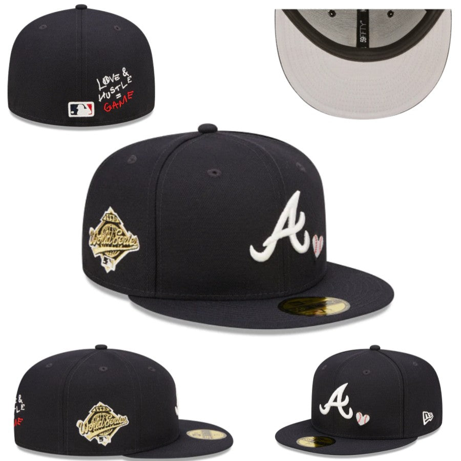 Atlanta Braves Love & Hustle 1995 World Series 59FIFTY Fitted Hat ¨C Black with Heart Embroidery
