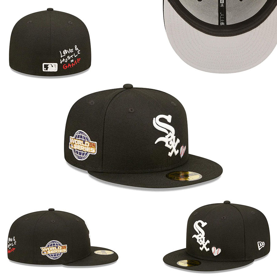 Chicago White Sox Love & Hustle 2005 World Series 59FIFTY Fitted Hat ¨C Black with Heart Embroidery