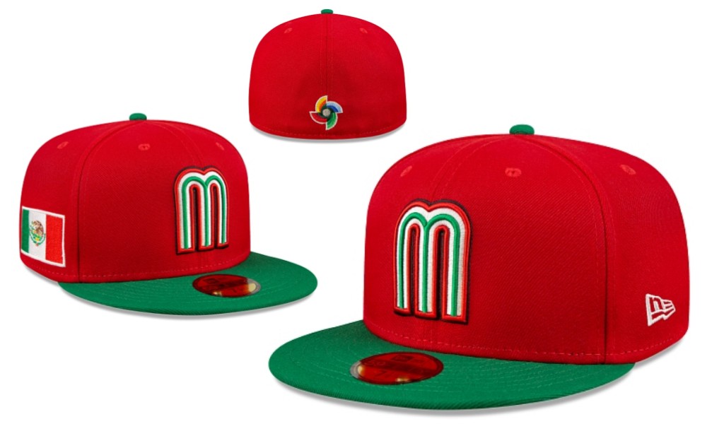 Mexico World Baseball Classic 59FIFTY Fitted Hat ¨C Red and Green with Flag Patch
