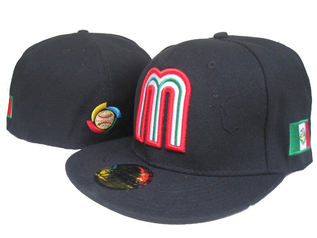 Mexico Logo Flat Brim Cap with Side Flags and Embroidered Details ¨C Black