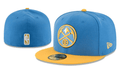 Denver Nuggets NBA Snapback Cap with Embroidered Logo and Yellow Brim ¨C Light Blue