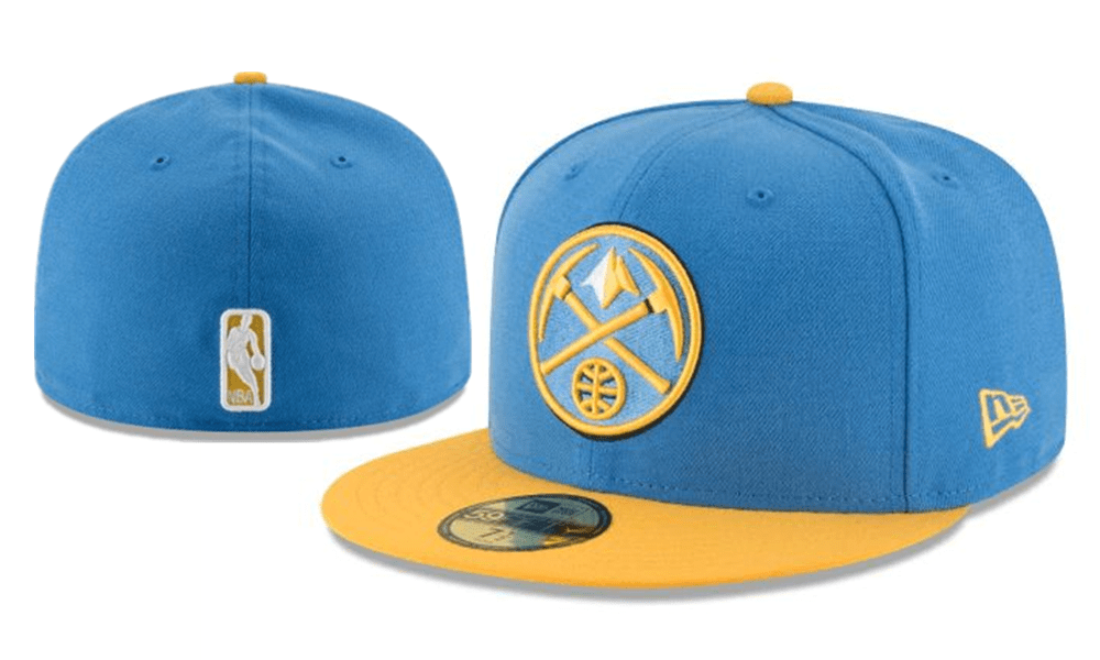 Denver Nuggets NBA Snapback Cap with Embroidered Logo and Yellow Brim ¨C Light Blue