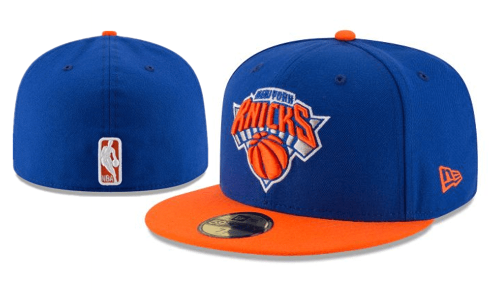 New York Knicks NBA Snapback Cap with Embroidered Logo and Orange Brim ¨C Blue
