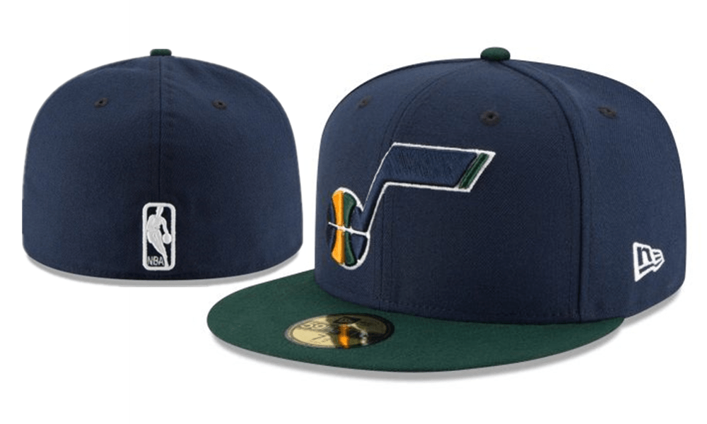 Utah Jazz NBA Snapback Cap with Embroidered Logo and Green Brim ¨C Navy