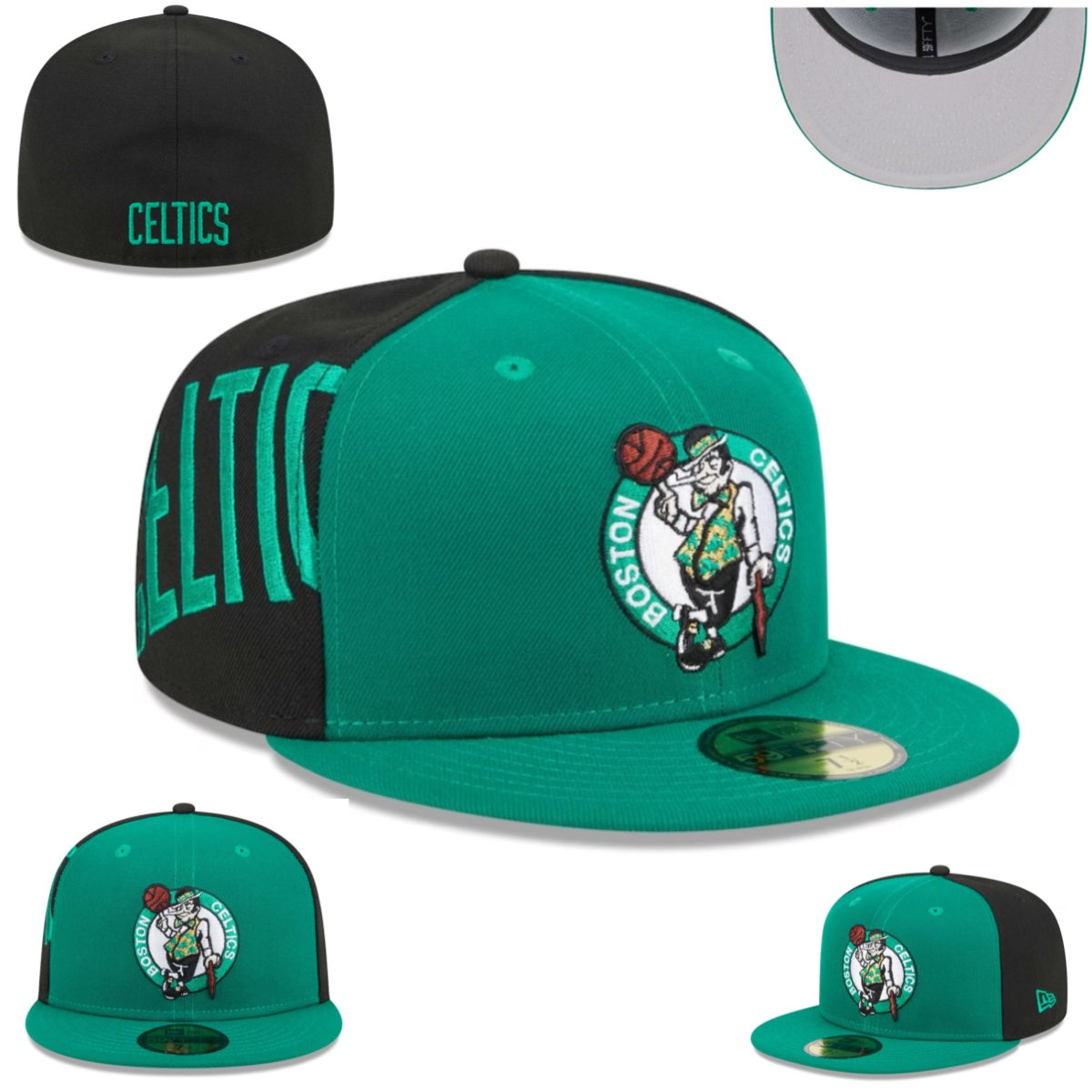 Boston Celtics NBA Snapback Cap with Embroidered Logo and Side Text ¨C Green and Black