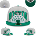 Boston Celtics NBA Snapback Cap with Embroidered Arch Text and Shamrock ¨C Gray and Green
