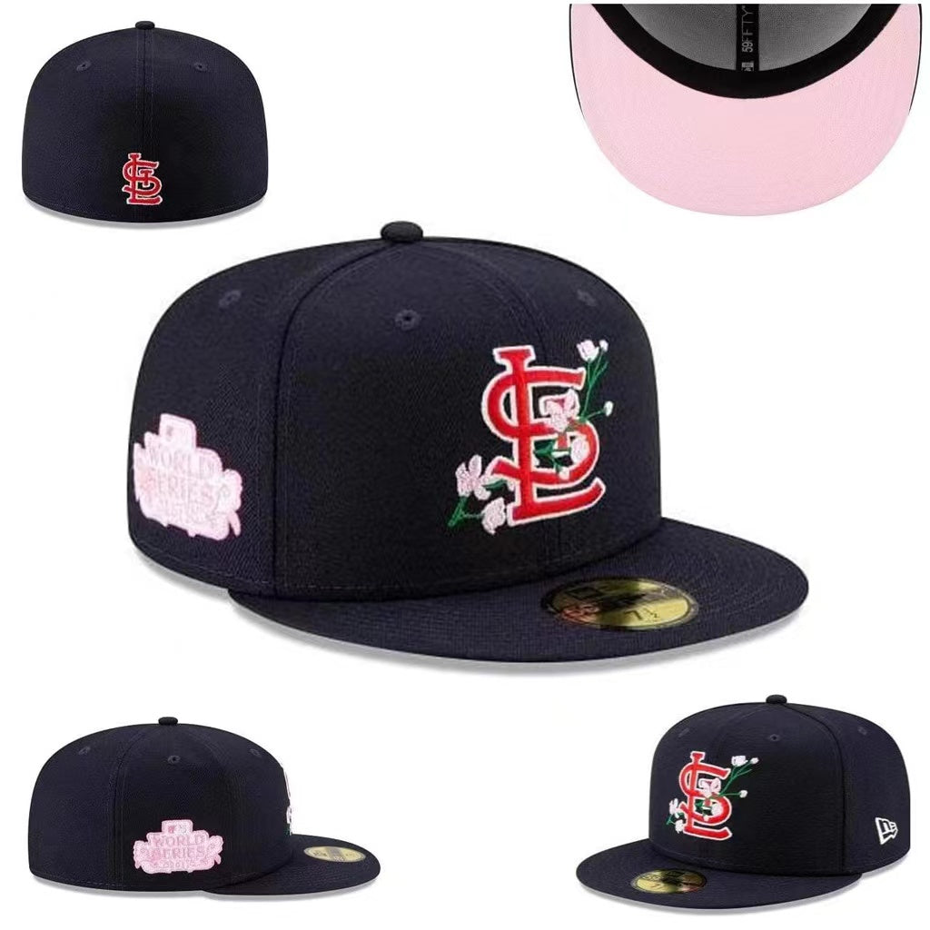 St. Louis Cardinals Floral World Series Snapback Cap ¨C Navy with Pink Under-Visor