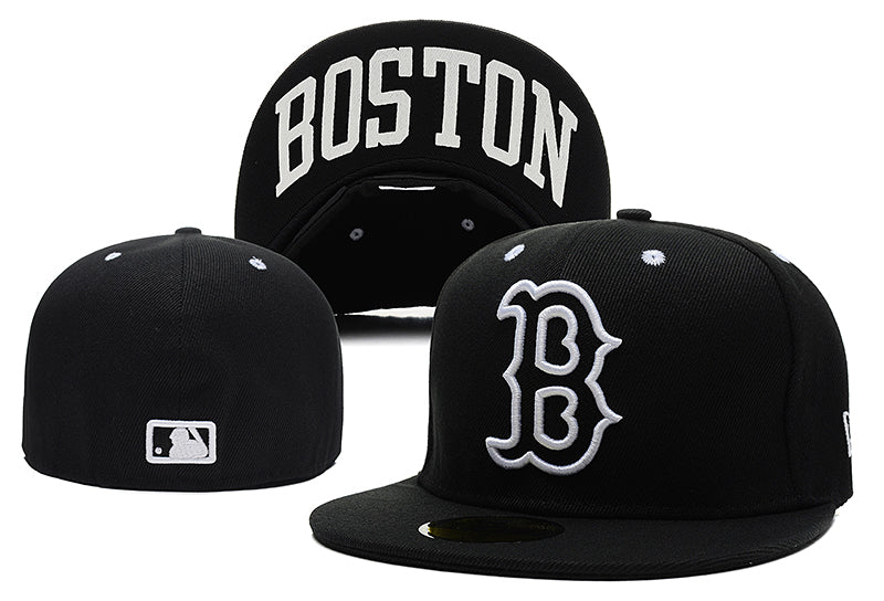 Boston Red Sox Black Fitted Hat with White ¡°B¡± Logo and Undervisor Boston Lettering