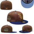 Chicago White Sox Fitted MLB Hat with Comiskey Park Patch and Blue Brim ¨C Brown