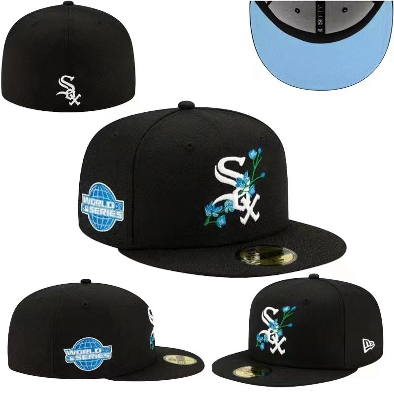 Chicago White Sox Fitted MLB Hat with 2005 World Series Patch and Floral Accents ¨C Black