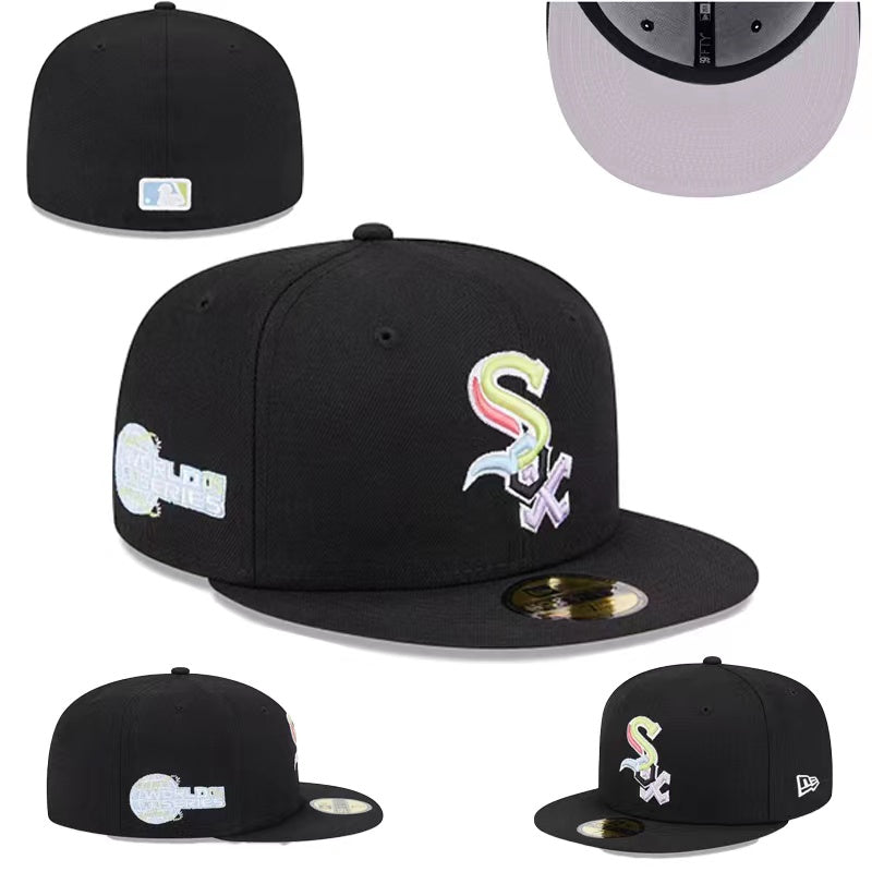 Chicago White Sox Fitted MLB Hat with 2005 World Series Patch and Iridescent Logo ¨C Black