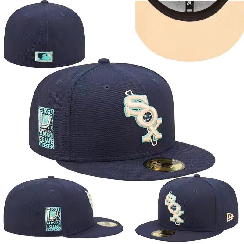 Chicago White Sox Fitted MLB Hat with 1933 All-Star Game Patch and Aqua Accents ¨C Navy Blue