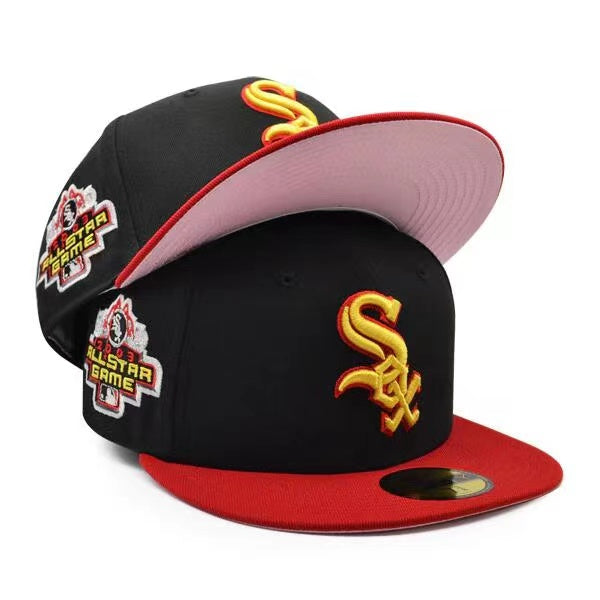 Chicago White Sox Fitted MLB Hat with 2003 All-Star Game Patch and Red Brim ¨C Black