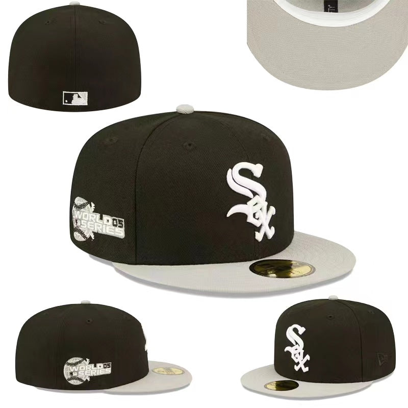 Chicago White Sox Fitted MLB Hat with 2005 World Series Patch and Gray Brim ¨C Black
