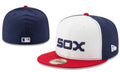 Chicago White Sox Fitted MLB Hat with Retro Design and Red Brim ¨C Navy and White
