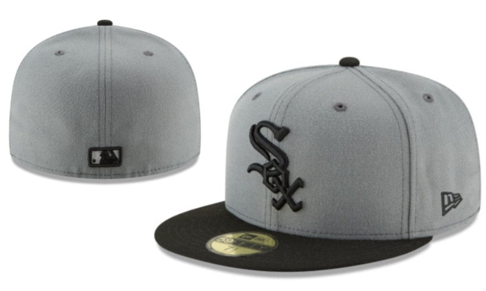 Chicago White Sox Fitted MLB Hat with Black Logo and Brim ¨C Gray