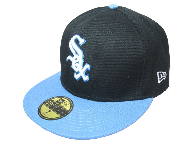 Chicago White Sox Fitted MLB Hat with Light Blue Brim ¨C Black