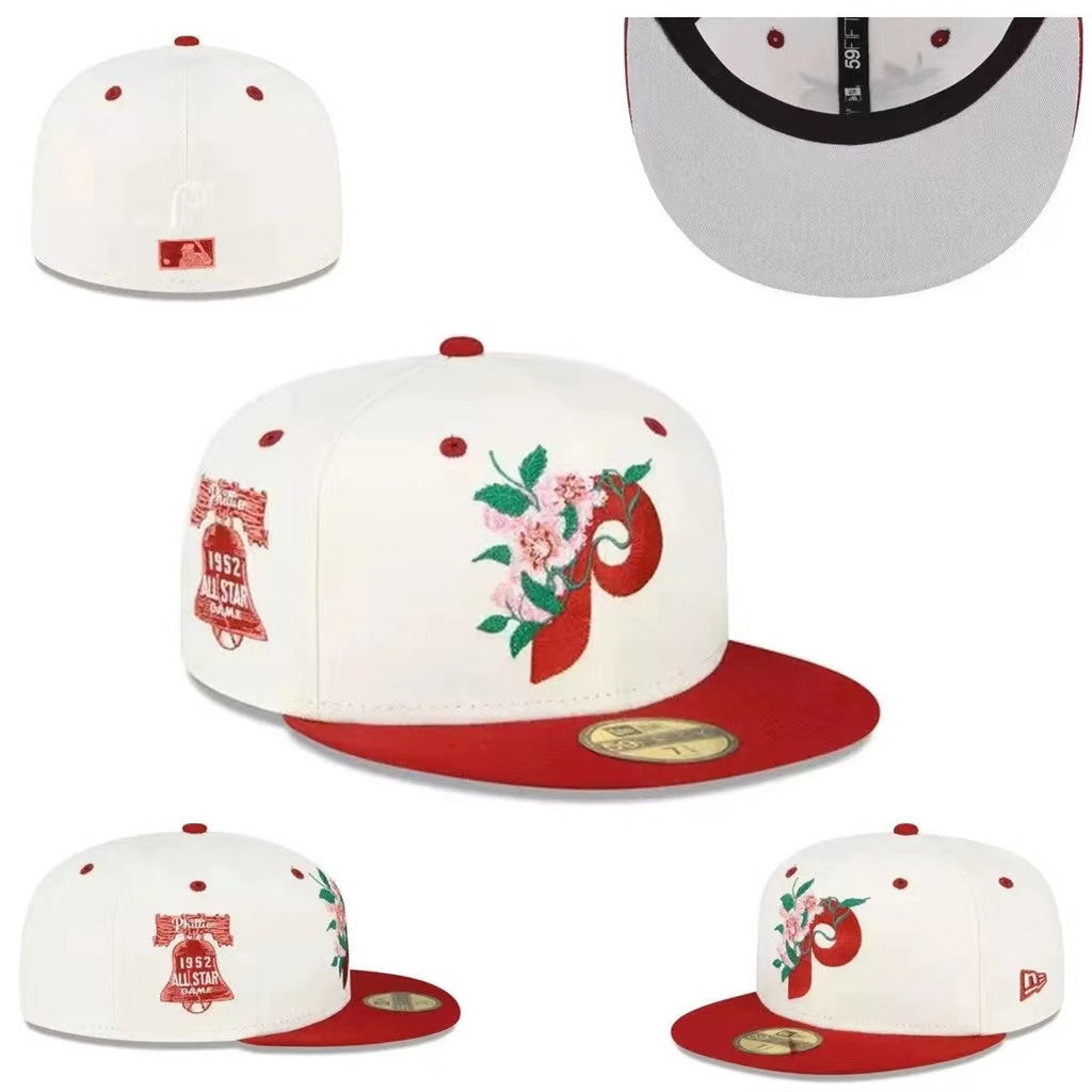 Philadelphia Phillies Fitted MLB Hat with Floral Design and 1952 All-Star Patch ¨C White and Red