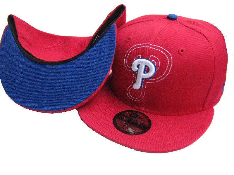 Philadelphia Phillies Red Fitted Hat with Blue Underbill ¨C Embroidered Logo