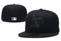 Oakland Athletics Blackout Fitted Cap ¨C Black with Embroidered Logo