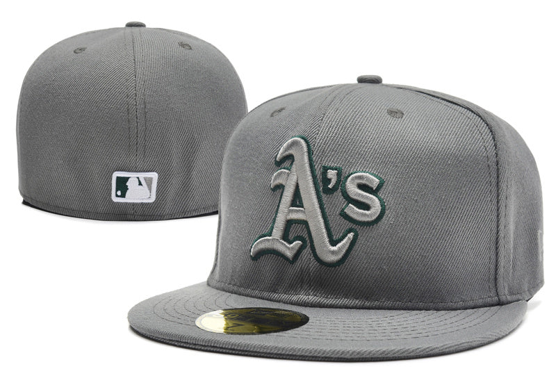 Oakland Athletics Fitted Cap ¨C Grey with Embroidered Logo