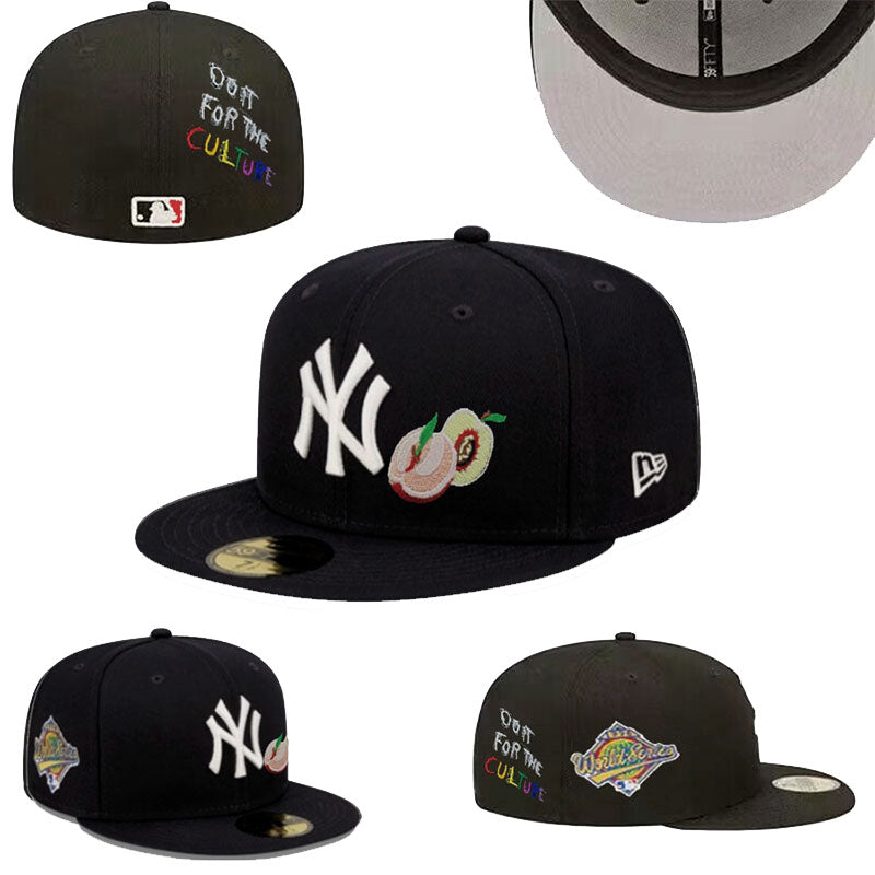 New York Yankees ¡°For the Culture¡± Black Fitted Cap with Peach Embroidery