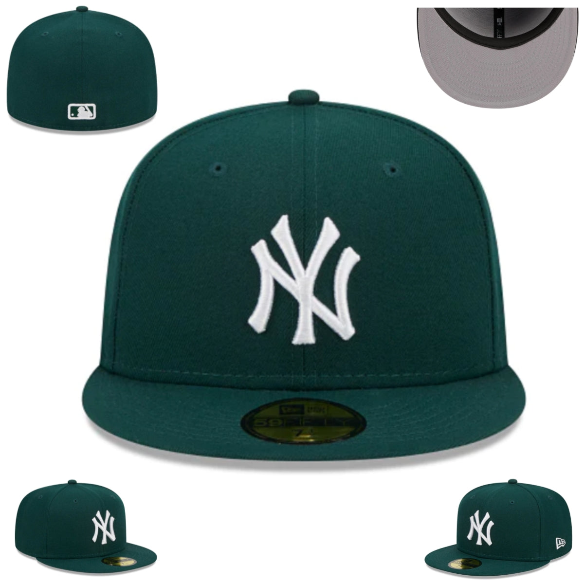 New York Yankees Fitted Cap ¨C Classic Forest Green with White Logo