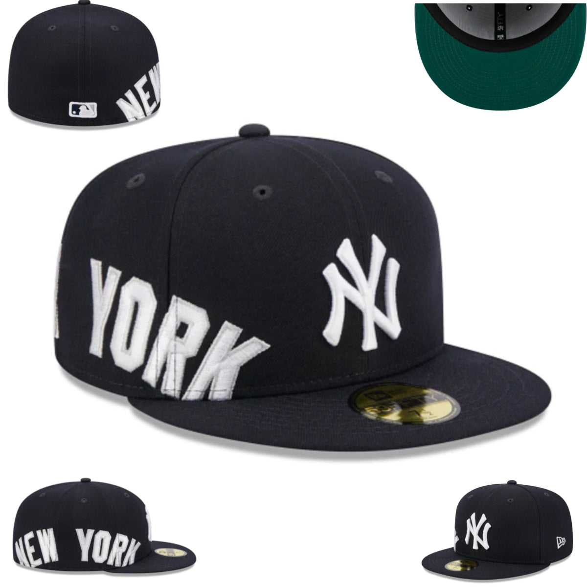 New York Yankees Cap ¨C Bold Embroidered Black with White Accents