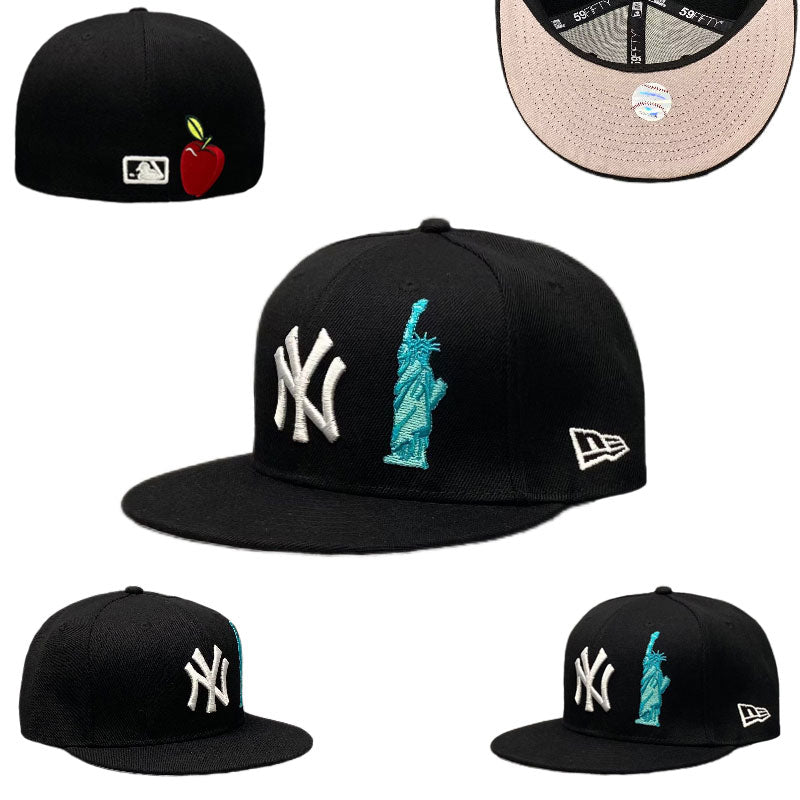 New York Yankees Snapback Hat with Statue of Liberty & Big Apple Embroidery ¨C Navy Blue